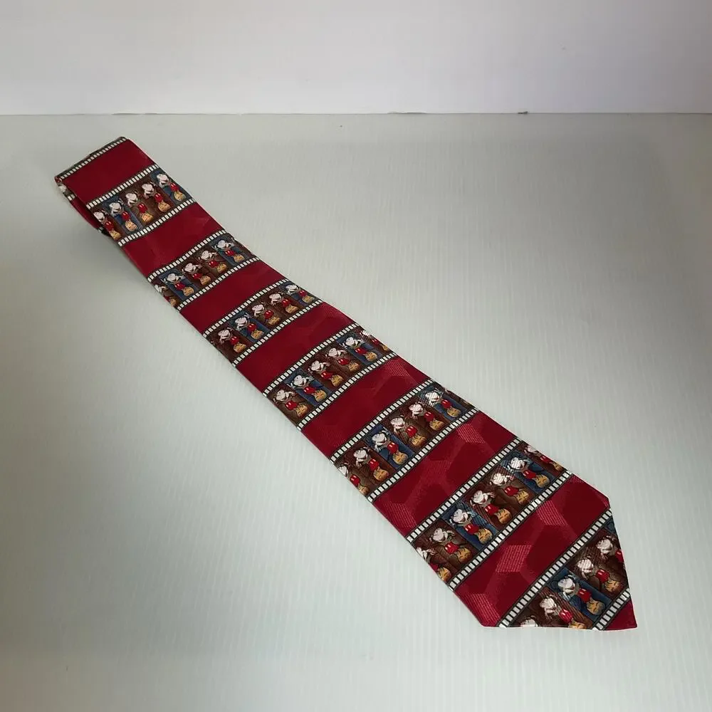 Vintage Disney Mickey Mouse Necktie 90s Tie Red Film Strip Character